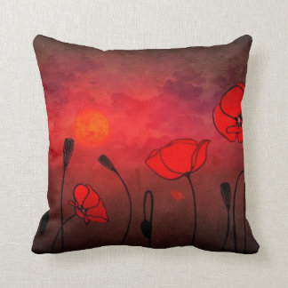 Coussin Pavots au coucher du soleil