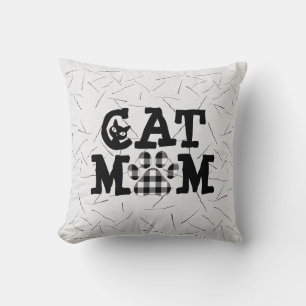 Coussin Pawprint maman chat avec poils de chat