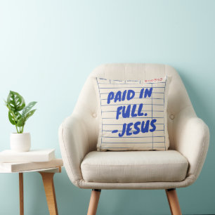 Coussin 'Payé en totalité. - Jésus' Reçu de restaurant bei