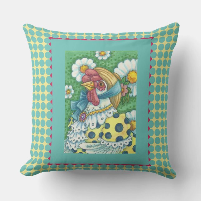 Coussin PAYS ALORS, POLKA DOT POULET JETER PILLOW Turquois (Recto)