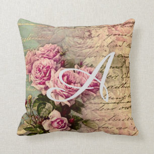 Coussin Pays français chic, roses chics et roses minables,
