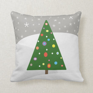 Coussin Paysage abstrait d'hiver d'arbre de Noël