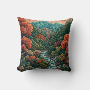 Coussin Paysage Abstrait japonais
