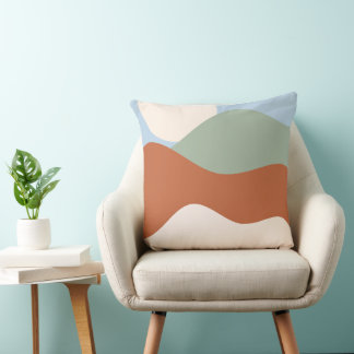 Coussin Paysage Abstrait - Terracotta, Sage & Sky Bl