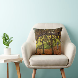 Coussin Paysage, arbres et figures par Vincent van Gogh