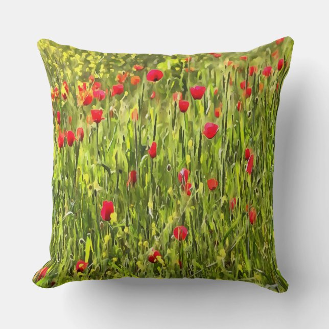 Coussin Paysage artistique du pavot à prés (Recto)