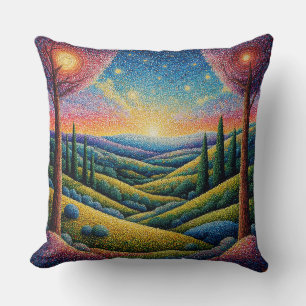 Coussin Paysage coloré onirique avec des collines ondoyant