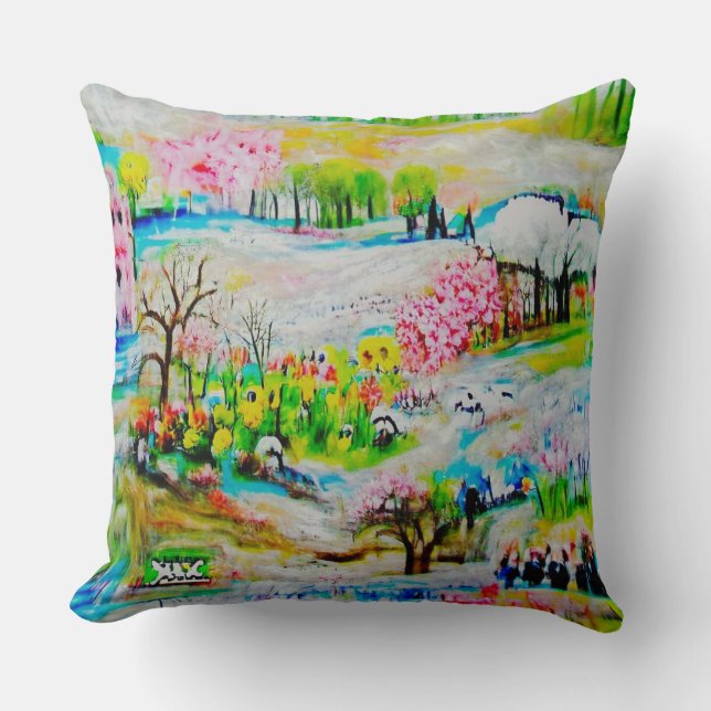 Coussin Paysage d'aquarelle 2 (Recto)