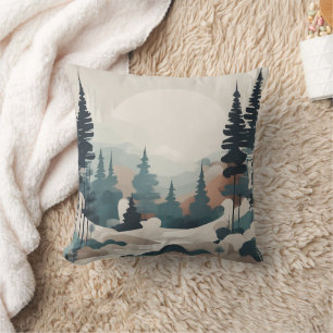 Coussin Paysage de la forêt de Boho