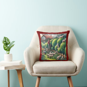 Coussin Paysage de moutons : L'art topiaire devenu laineux