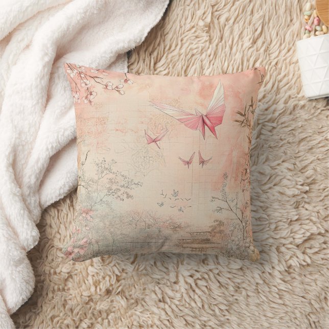 Coussin Paysage de sérénité aux fleurs de cerisier rose (3 (Couverture)
