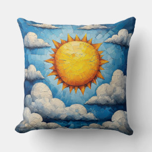 Coussin Paysage de vitrail en mosaïque