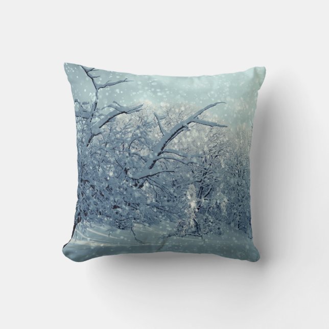 Coussin Paysage des arbres d'hiver (Recto)