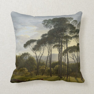 Coussin Paysage italien avec la peinture à l'huile de pin