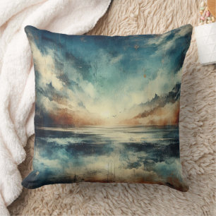 Coussin Paysage marin orageux bleu, photographie ancienne