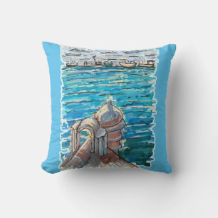 Coussin Paysage marin serein à San Juan de Ulua, Veracruz
