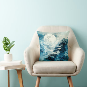Coussin Paysage mystique de montagne au clair de lune