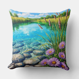 Coussin Paysage serein avec lac clair