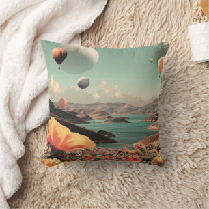 Coussin Paysage surréaliste avec ballons aériens et lune