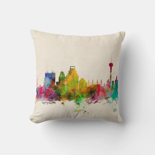Coussin Paysage urbain d'horizon de San Antonio le Texas (Recto)