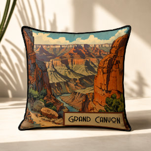 Coussin Paysage vintage du Grand Canyon dans le Sud-Ouest