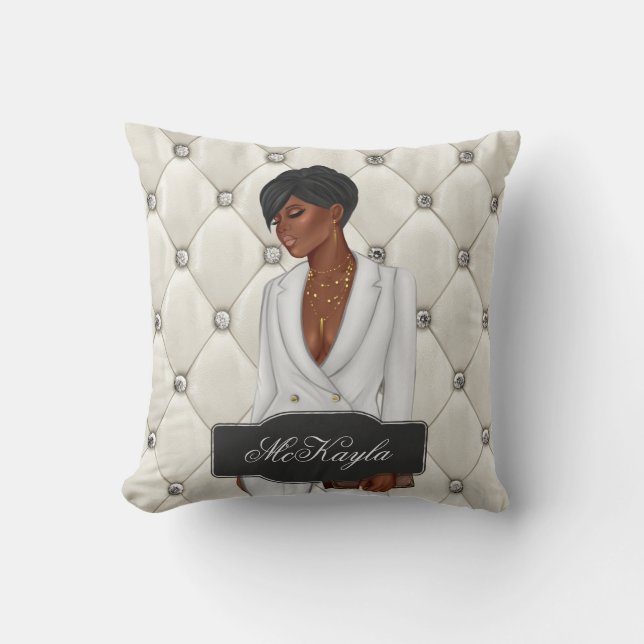 Coussin PDG afro-américain personnalisé Boss Woman Throw (Recto)