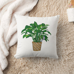 Coussin Peace Lily Plante tiré à main