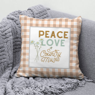 Coussin Peace Love et Country Music