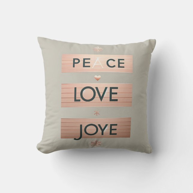 Coussin Peace Love Joy | Vacances d'or Rose moderne (Recto)