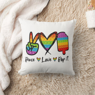 Coussin Peace Love Pop It Coussin, Rainbow Pop It