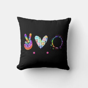 Coussin Peace Love Volleyball Tie Dye Rainbow Trippy Hippi