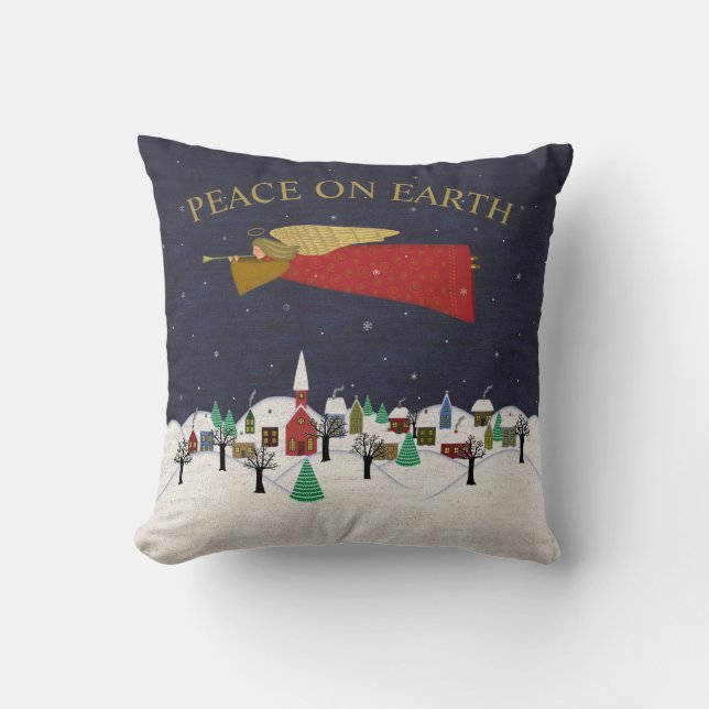 Coussin Peace on Earth Citation Village de Noël (Recto)