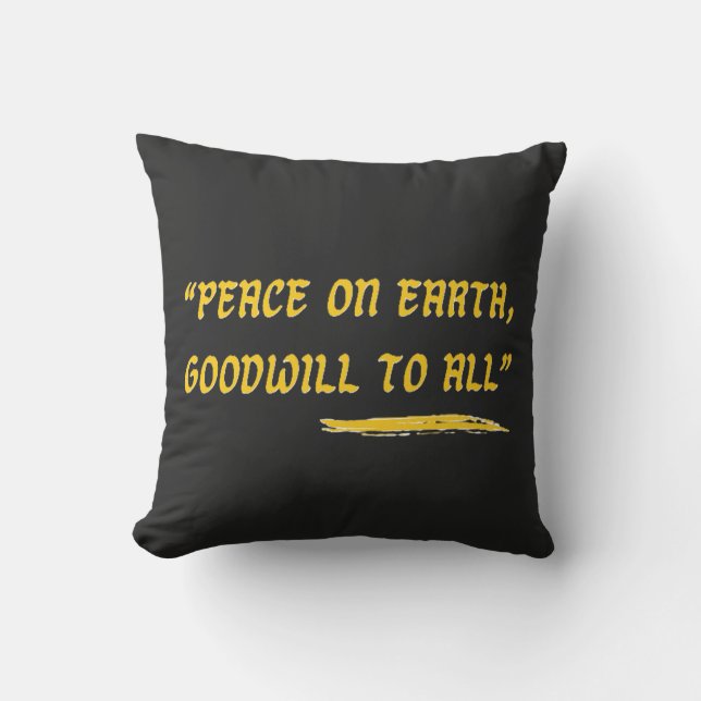 Coussin Peace on Earth Goodwill to All- Gold Quote (Recto)