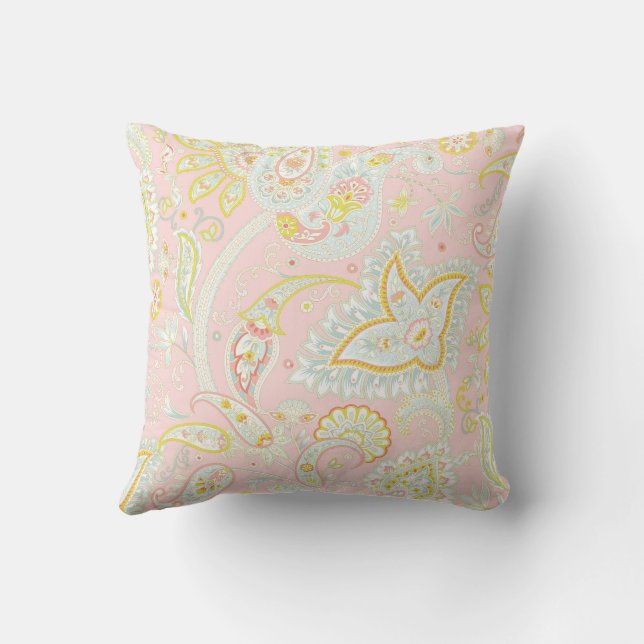 Coussin Peach Fuzz Pastel Paisley Motif (Verso)