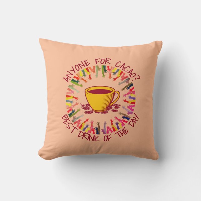 Coussin Peach N'IMPORTE QUI POUR CACAO Personnalisable (Recto)