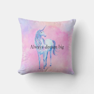 Coussin Peach rose violet licorne