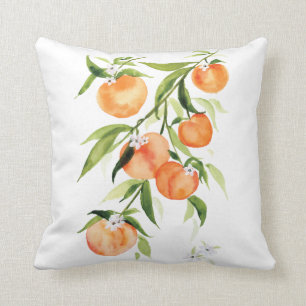 Coussin Peach watercolor, fruit d'été