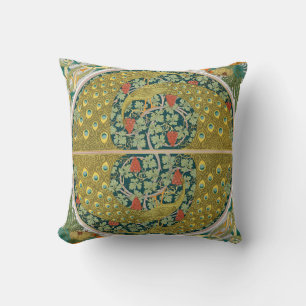 Coussin Peacock Art Nouveau Style rond design complexe