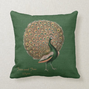 Coussin Peacock Green Emerald 55e anniversaire Mariage