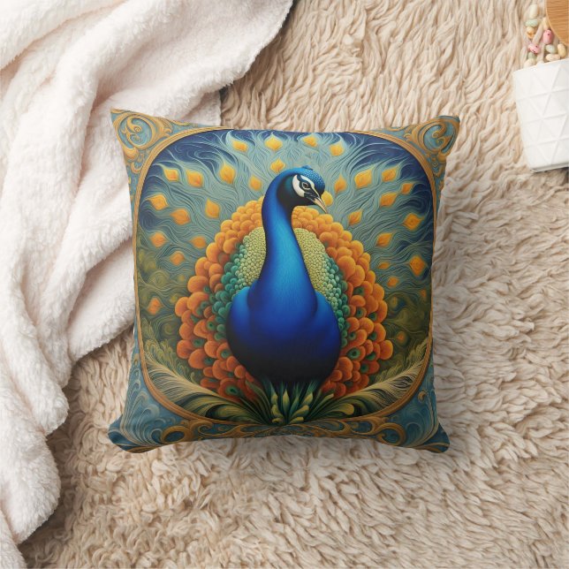 Coussin Peacock Montre Des Plumes Lumineuses (Couverture)