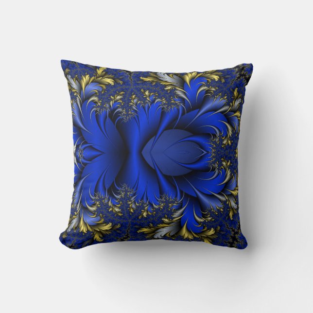 Coussin Peacock Ore 7 - Royal Blues/Golds/Argent (Recto)