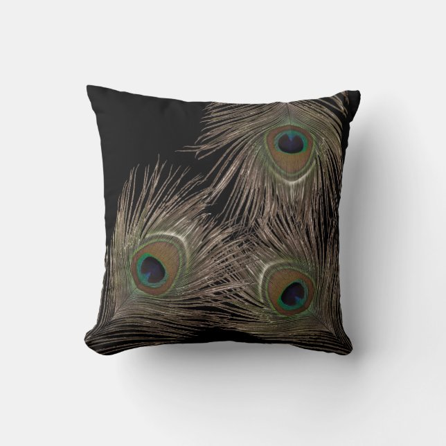Coussin Peacock plume noir bg (Recto)
