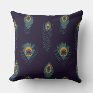 Coussin Peacock plumes Motif Chic tendance élégant
