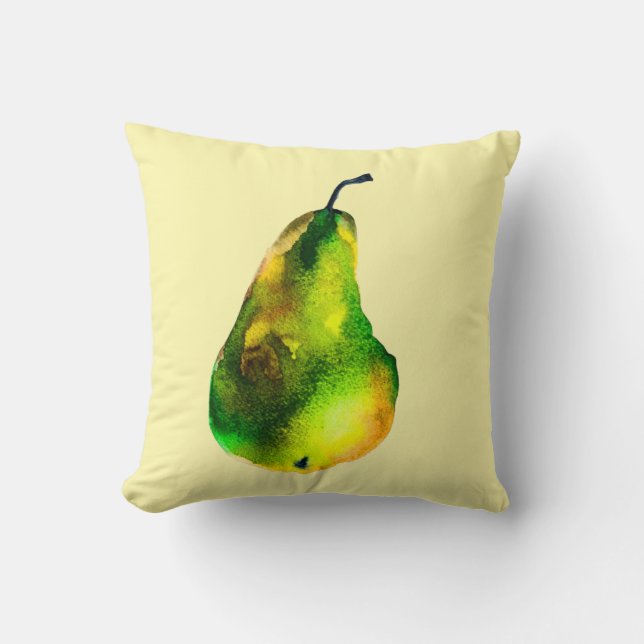 Coussin Pear aquarelle fruit vert (Recto)