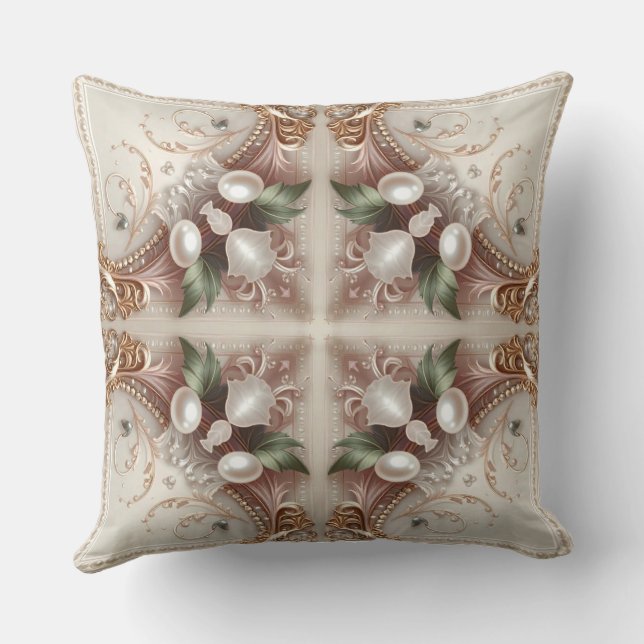 Coussin Pearl Embellishments Throw Pillow (Verso)