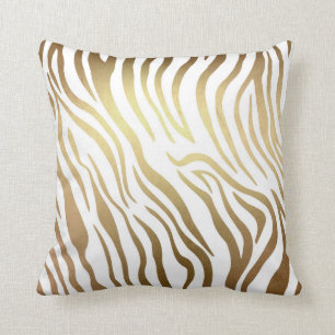 Coussin Peau blanche d'or contemporaine de safari de zèbre
