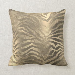 Coussin Peau d'animal africaine de zèbre d'or de champagn