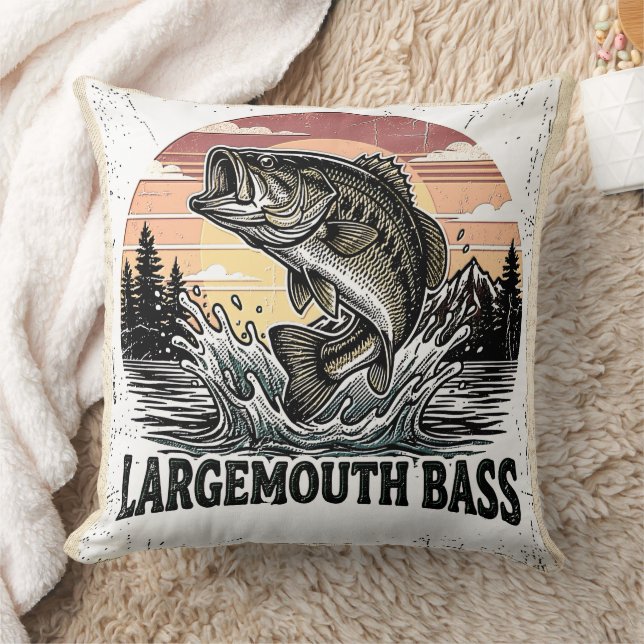 Coussin Pêche à la basse rétro (Couverture)