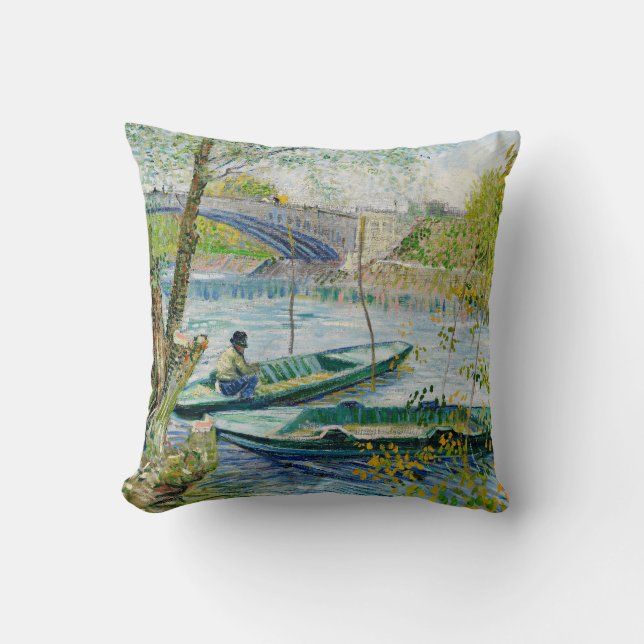 Coussin Pêche au printemps par Vincent van Gogh (Recto)