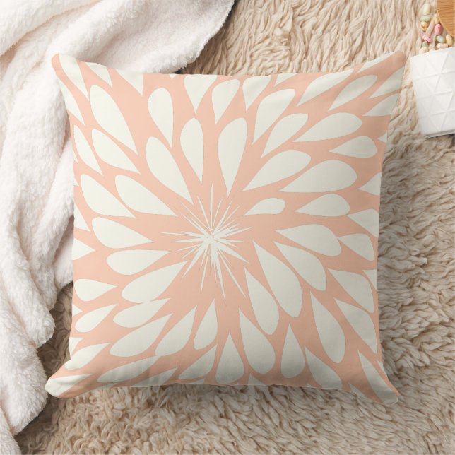 Coussin Pêche Chrysanthemum Floral (Couverture)